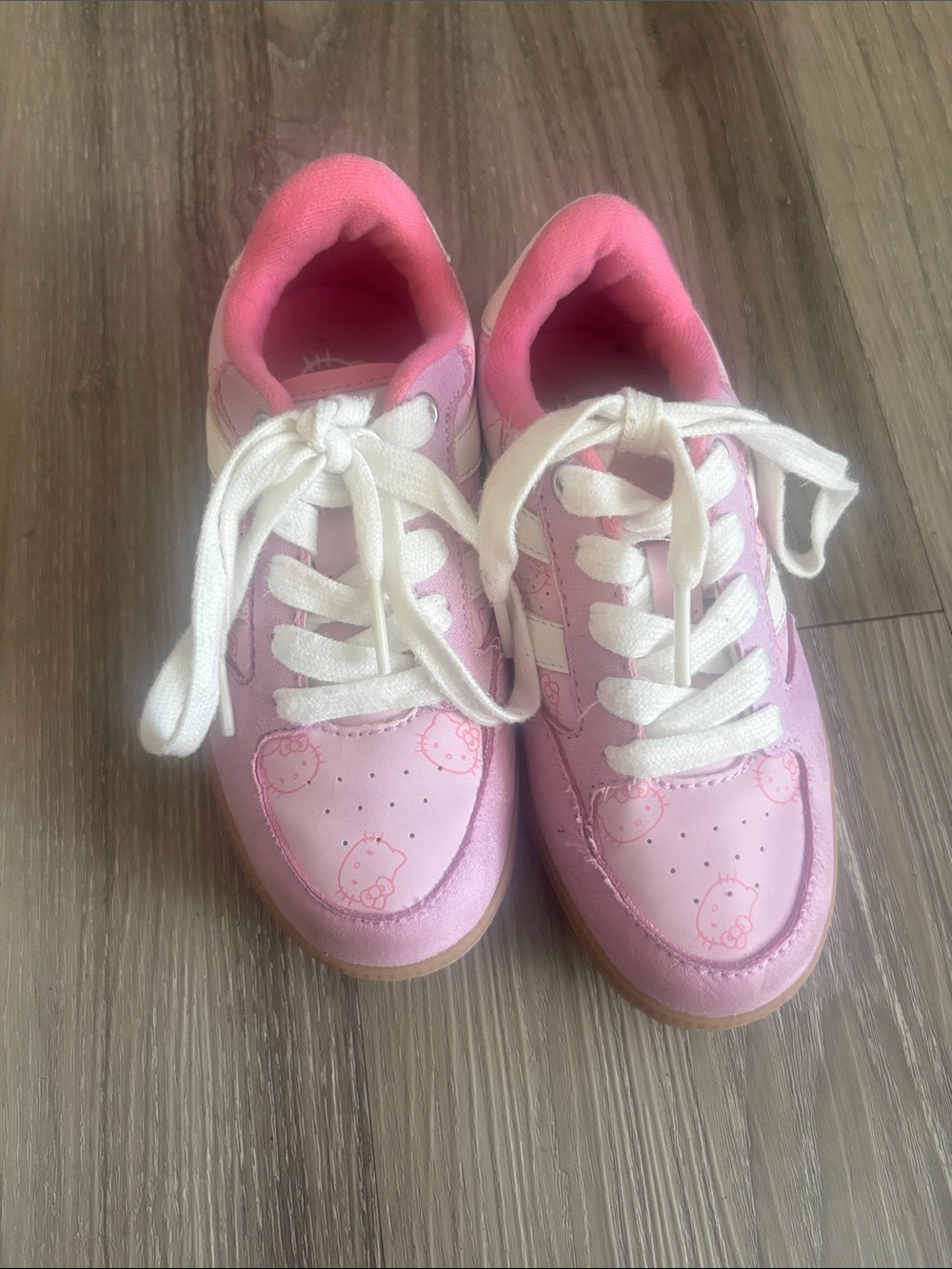 Hello Kitty Pink Lace-Up Kids Sneakers with White Laces